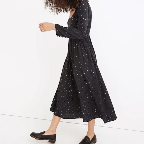 Madewell Alicia Long-sleeve Scoop Neck Midi Dress in night stars NWT - Picture 13 of 16